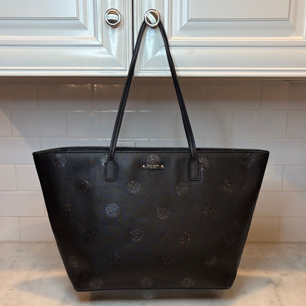 Kate Spade Bag Purse Handbag Hani Haven Lane Leather Glitter Dot Carry All Tote